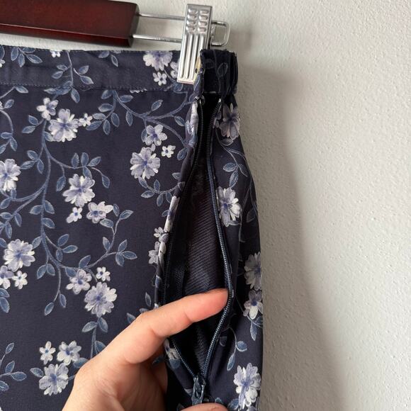 Willow Bay Blue Floral Skirt With Side Zip and Button Sheer Slip Dark Cottage - Picture 3 of 4